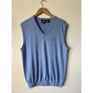 Clubhouse Collection Sweater  L Blue Masters Logo Silk Cashmere Vest Preppy Golf